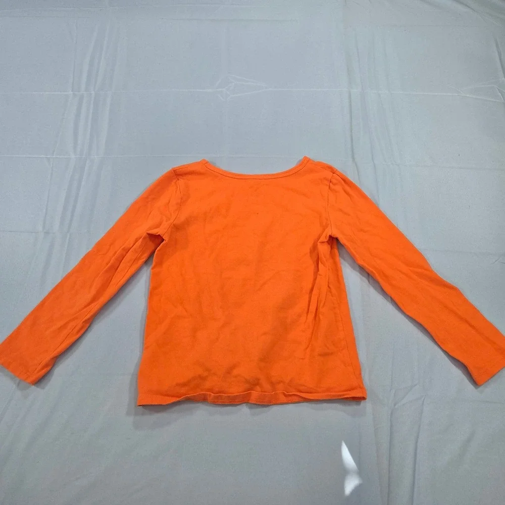 Carters Girls Orange Halloween Black Cat Candy Corn Tie Front Shirt 5T